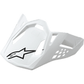 Alpinestars Supertech M10/M8 visir, motorcykelhjälmsvisir, blankvit med svart stjärnlogotyp, vinklad design med ventilationshål, aerodynamisk konstruktion