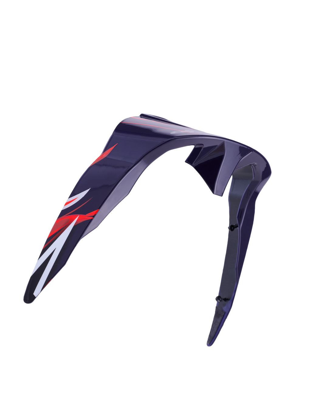 Alpinestars Supertech R10 Flyte Standard Spoiler, hjälmtillbehör, lila och röd glansig, aerodynamisk böjd design med röd och vit grafik, glansig finish, officiell reservdel