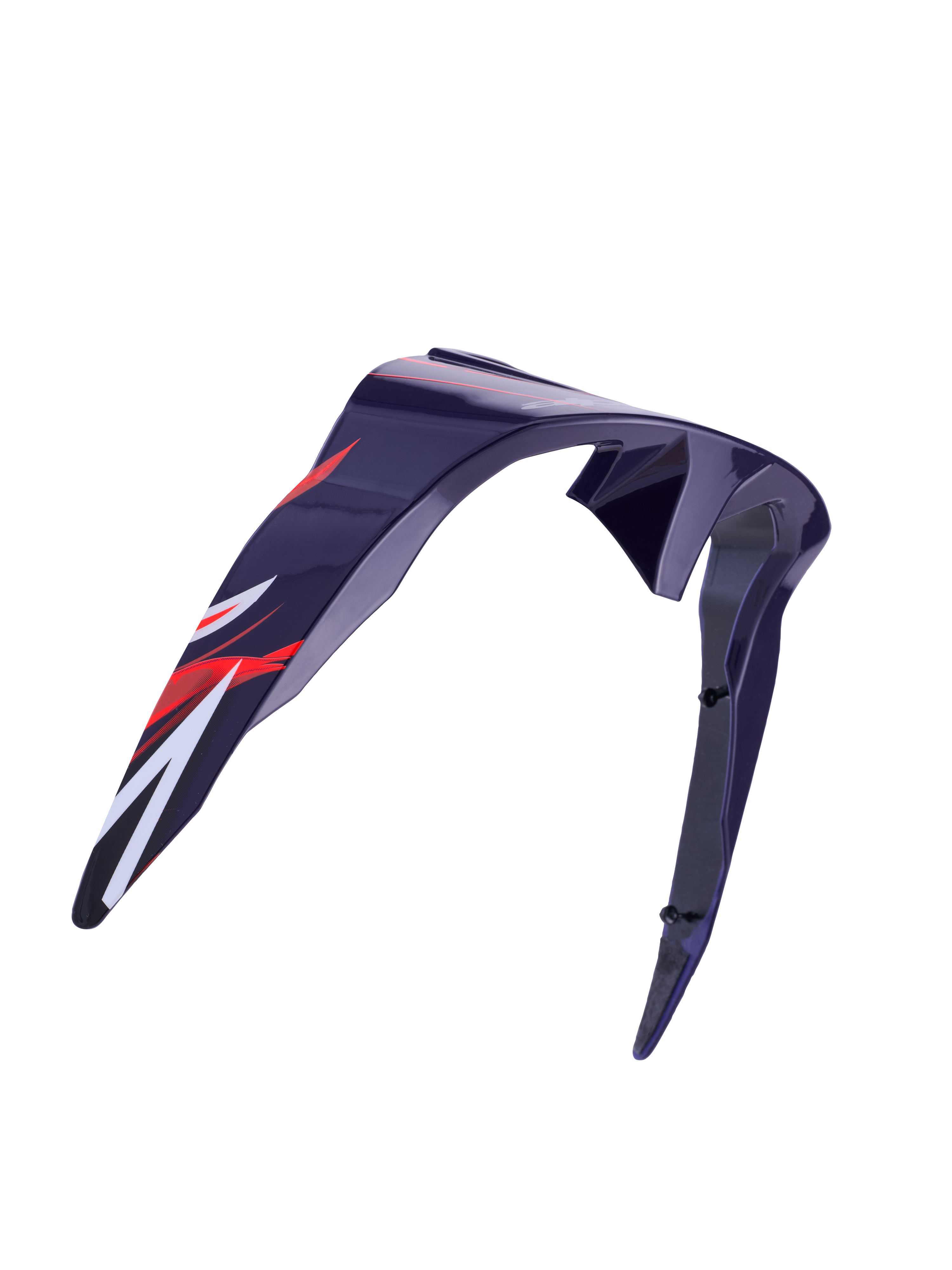 Alpinestars Supertech R10 Flyte Standard Spoiler, hjälmtillbehör, lila och röd glansig, aerodynamisk böjd design med röd och vit grafik, glansig finish, officiell reservdel