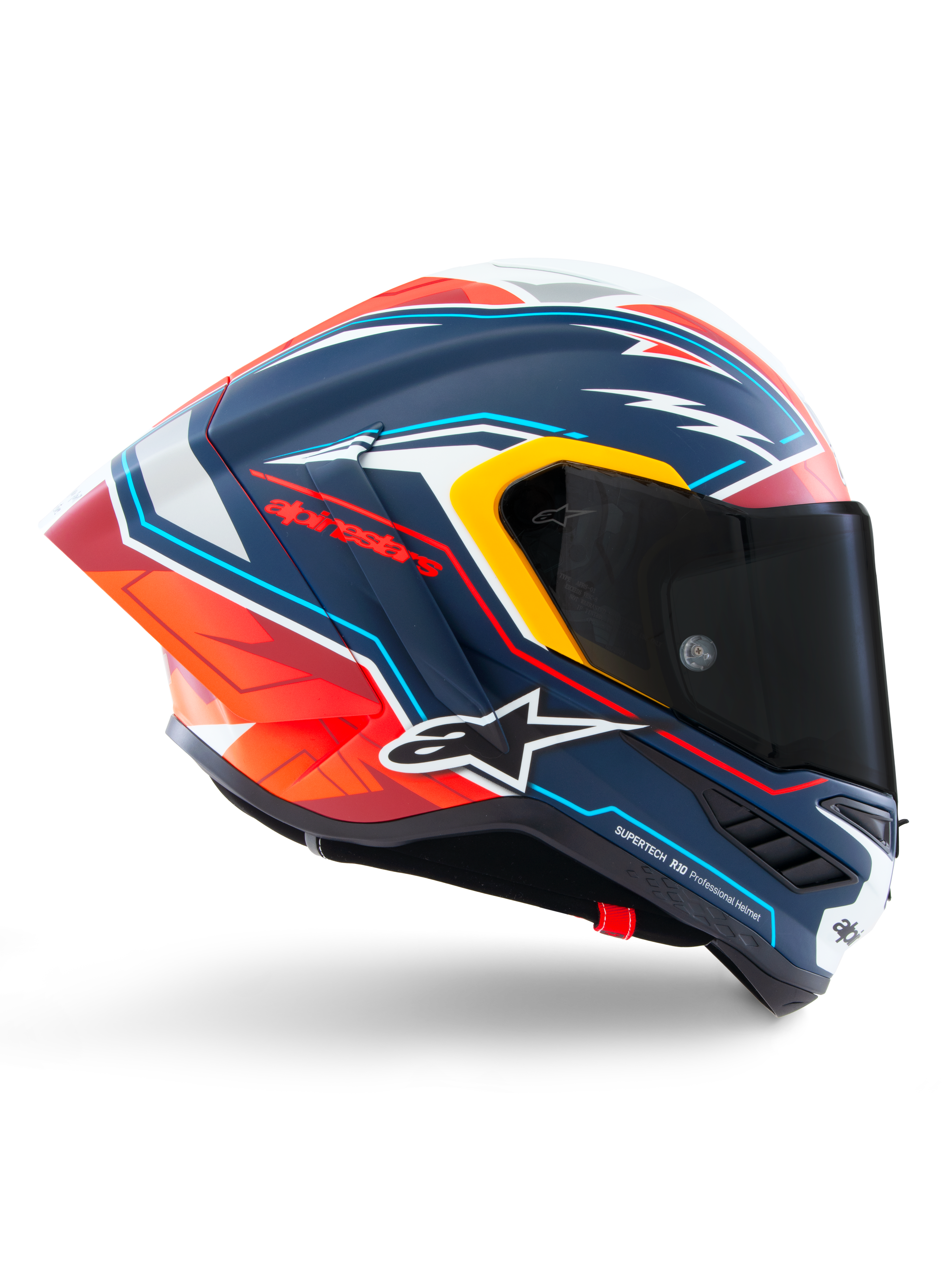 Alpinestars Supertech R10 Acosta Begränsad Upplaga hjälm, helhjälm för motorcykelracing, blå, röd och vit, CE-certifierad och FIM-godkänd, kolfiberkonstruktion