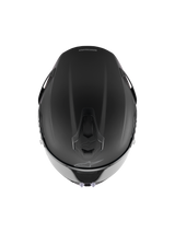 Alpinestars S-R7 Solid Helmet, Full-Face Racing Helmet, Black Matte, Top-down view showing aerodynamic shell construction, integrated ventilation ports, and subtle Alpinestars branding.