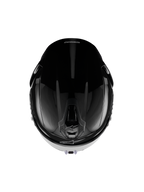 Alpinestars S-R7 Solid hjälm, integralhjälm för motorcykel, blanksvart, vy uppifrån som visar det aerodynamiska skalet, ventilationsöppningar och en elegant blank finish
