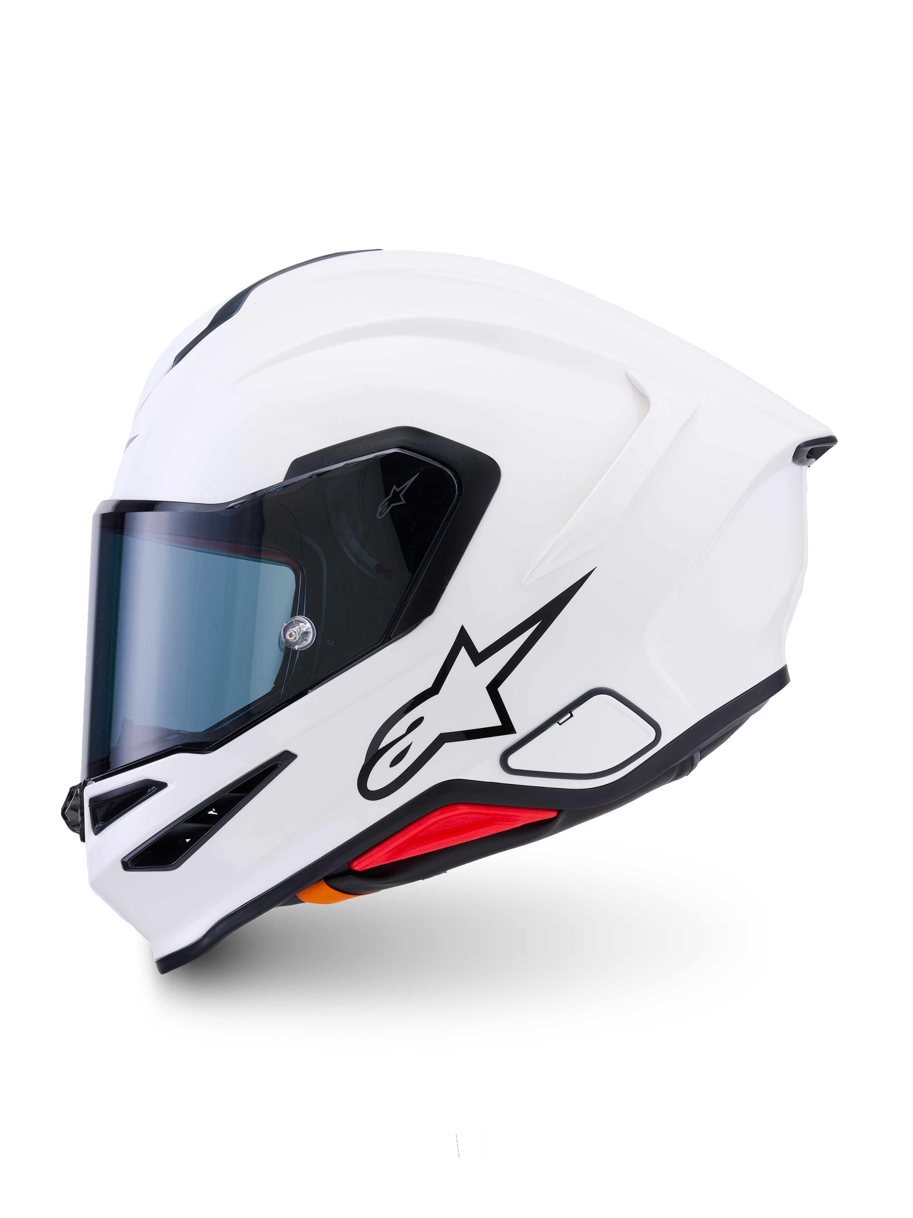 Alpinestars S-R7 Solid Helmet, helhjälm för motorcykel, White Glossy, strömlinjeformat aerodynamiskt skal med en integrerad bakre spoiler, klart visir och flera ventilationsöppningar, högpresterande skyddsutrustning för racing och sport