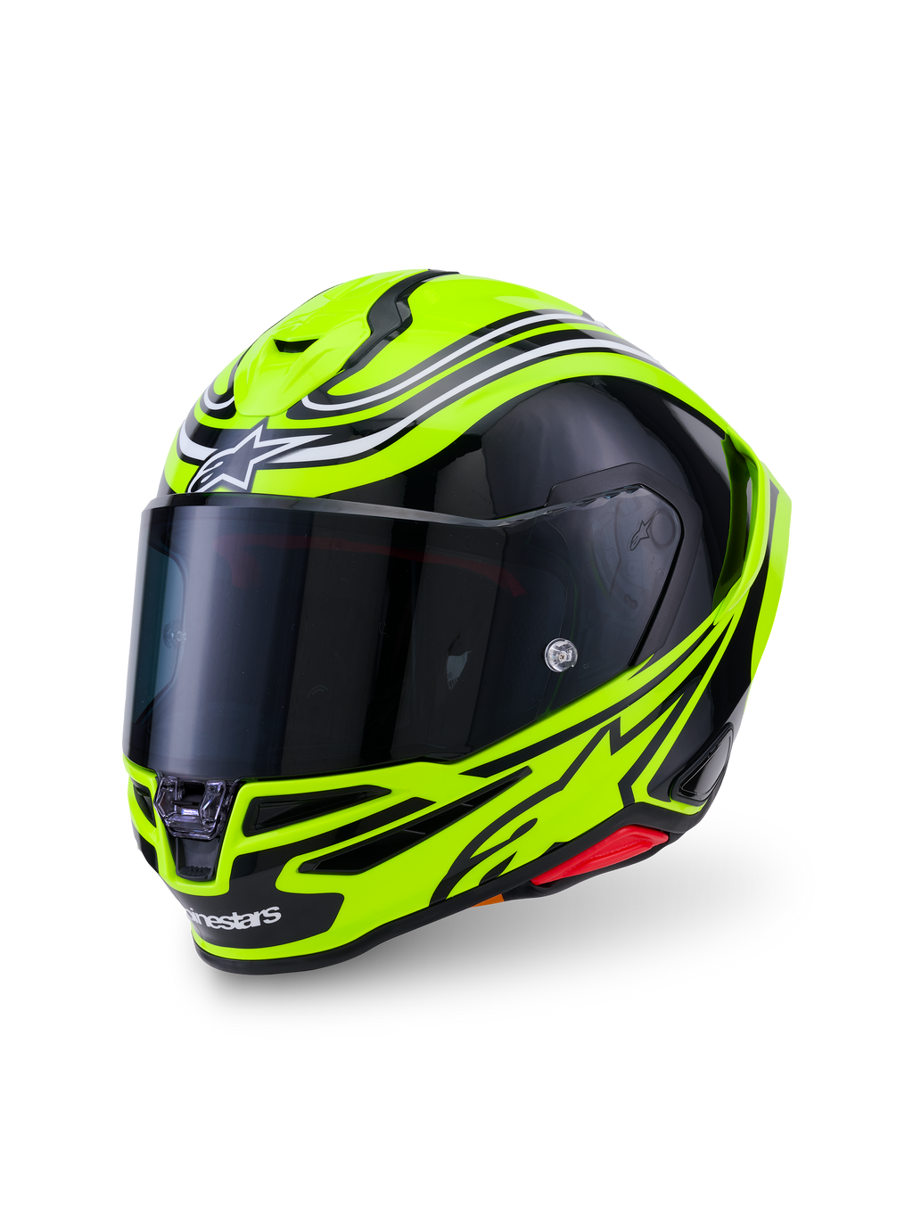 Alpinestars S-R7 Zeal hjälm, integralhjälm för motorcykelracing, ECE 22.06-certifierad, gul fluo, svart och vit, kolfiberkonstruktion