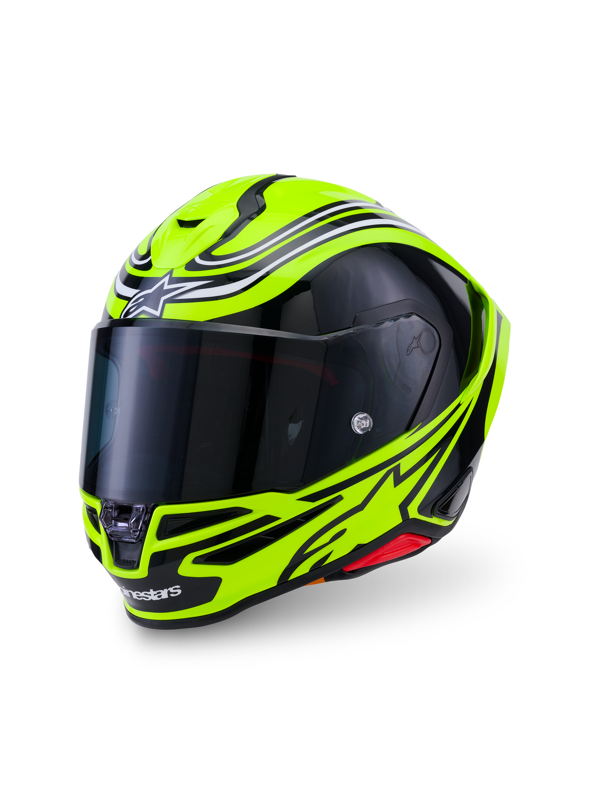 Alpinestars S-R7 Zeal hjälm, integralhjälm för motorcykelracing, ECE 22.06-certifierad, gul fluo, svart och vit, kolfiberkonstruktion