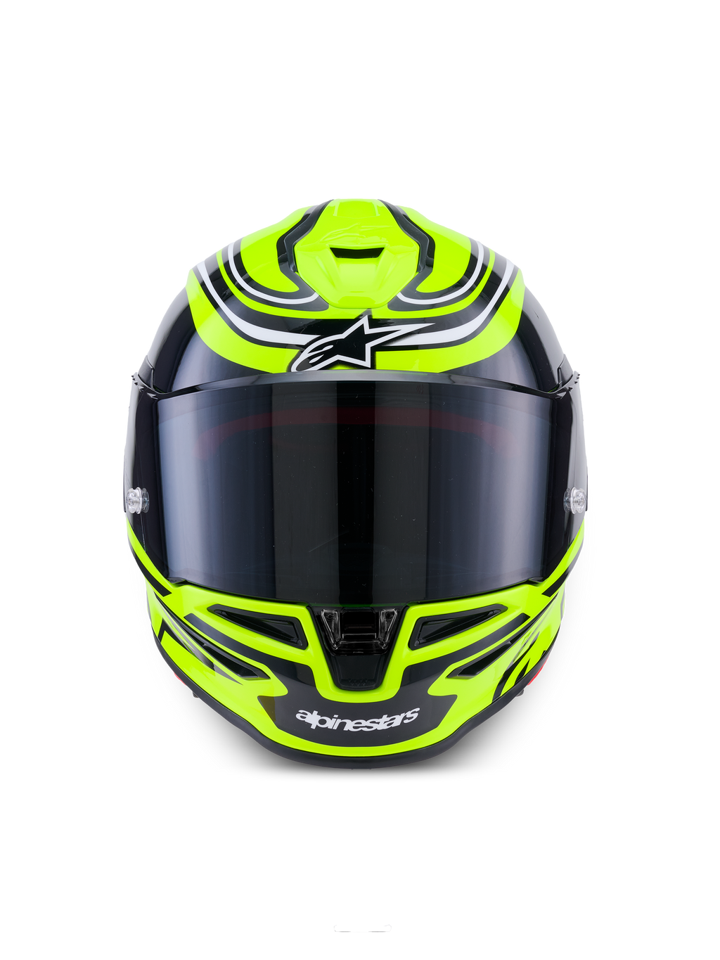 Alpinestars S-R7 Zeal hjälm ECE 06, helhjälm för landsvägsracing i gult, svart och vitt med blank finish, kolfiberkonstruktion och aerodynamisk visirdesign