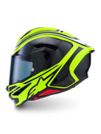 Alpinestars S-R7 Zeal hjälm, helhjälm för motorcykel med ECE 22.06-certifiering, gul, svart och vit glansig finish, kolfiberkompositkonstruktion