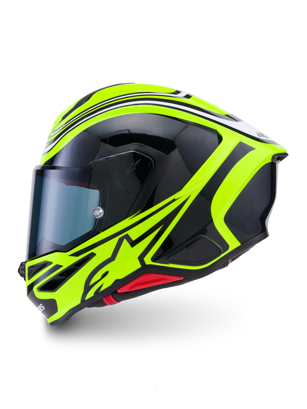 Alpinestars S-R7 Zeal hjälm, helhjälm för motorcykel med ECE 22.06-certifiering, gul, svart och vit glansig finish, kolfiberkompositkonstruktion