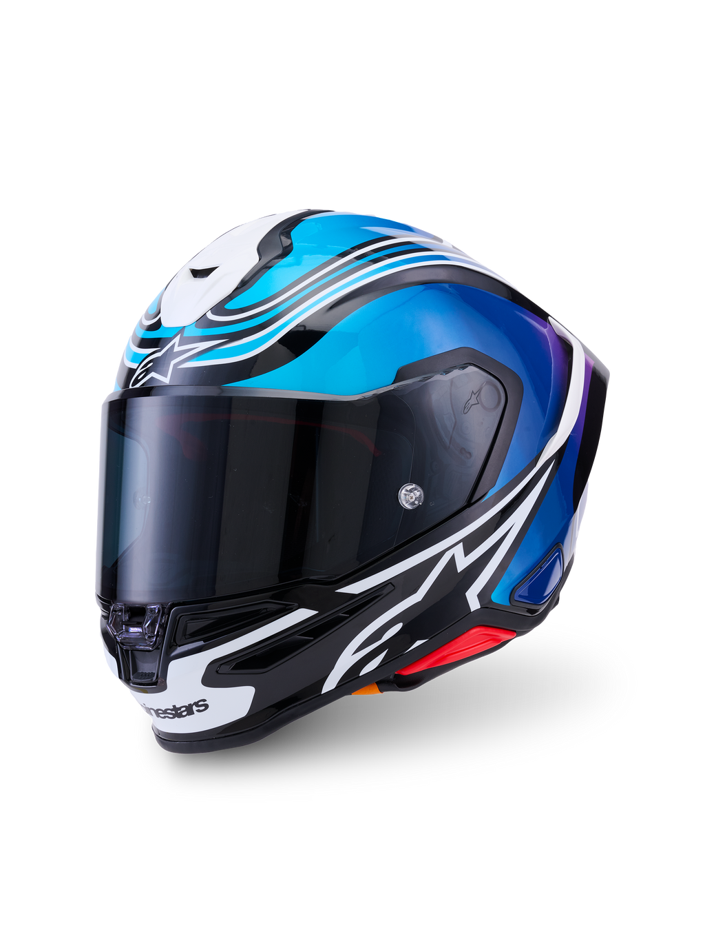 Alpinestars S-R7 Zeal hjälm ECE 06, helhjälm för motorcykelracing, svart, blå, rosa och vit, kolfiberkonstruktion