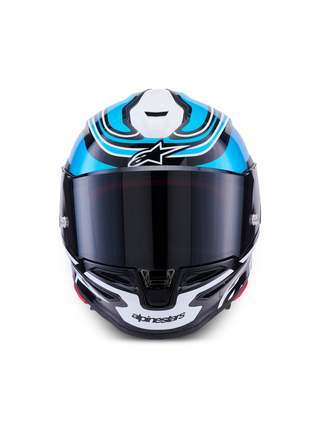 Alpinestars S-R7 Zeal hjälm, fullface motorcykelhjälm för racing, svart, blå och vit, kolfiberkonstruktion med CE-certifiering