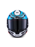 Alpinestars S-R7 Zeal hjälm, fullface motorcykelhjälm för racing, svart, blå och vit, kolfiberkonstruktion med CE-certifiering