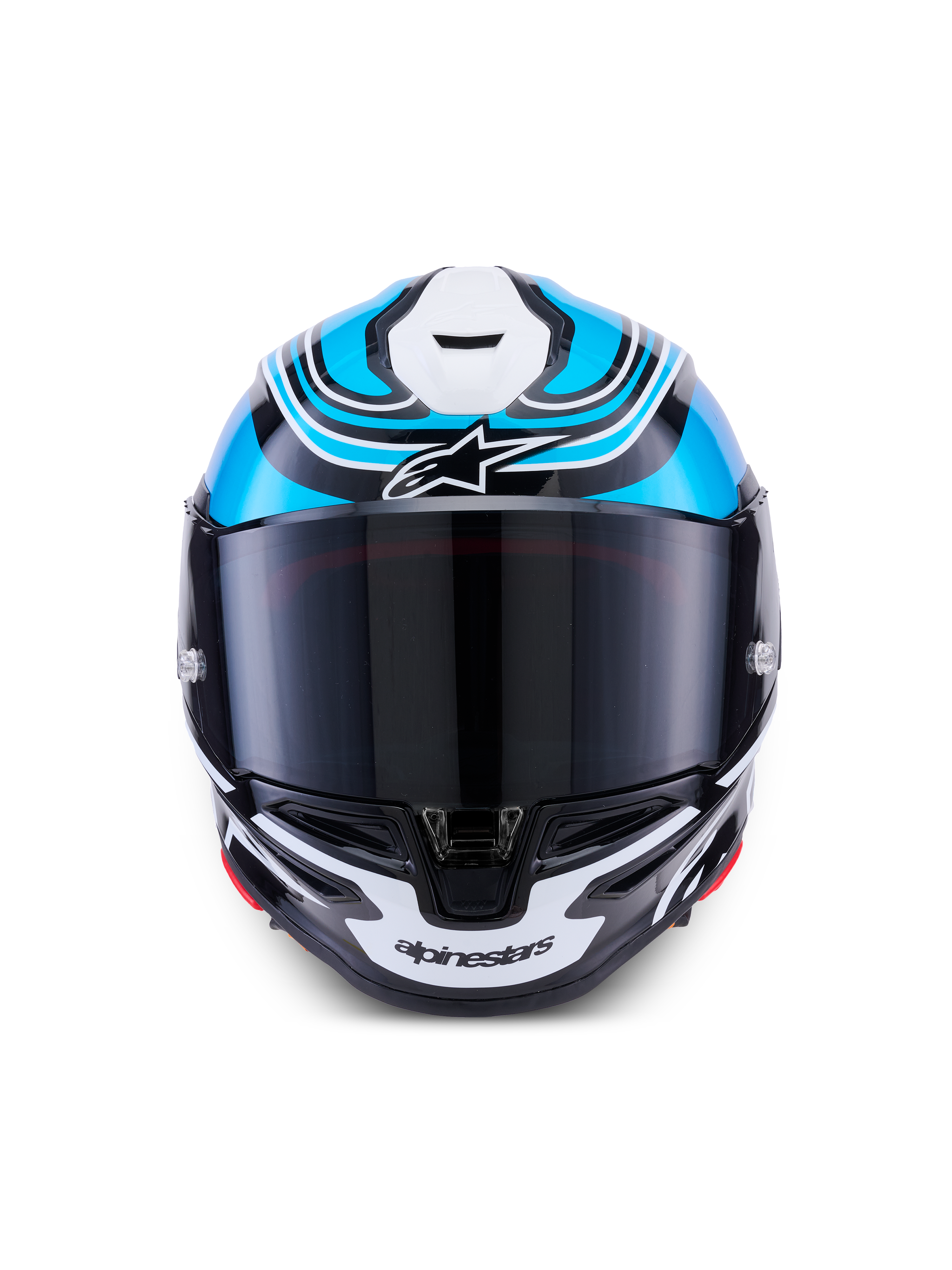 Alpinestars S-R7 Zeal hjälm, fullface motorcykelhjälm för racing, svart, blå och vit, kolfiberkonstruktion med CE-certifiering