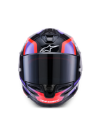 Alpinestars S-R7 Lumen Helmet, full-face motorcycle road racing helmet, Black, Purple, and Red Fluo with white accents, glossy finish, ECE 22.06 certified carbon construction