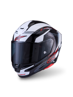 Alpinestars S-R7 A-Core hjälm, hel-ansiktshjälm för motorcykel, svart, vit och röd, ECE-certifierad kolfiberkonstruktion