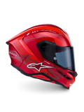 Alpinestars S-R7 A-Core hjälm, helhjälm för motorcykelracing, röd och vit glansig finish med kolfiberkompositkonstruktion och integrerad spoiler
