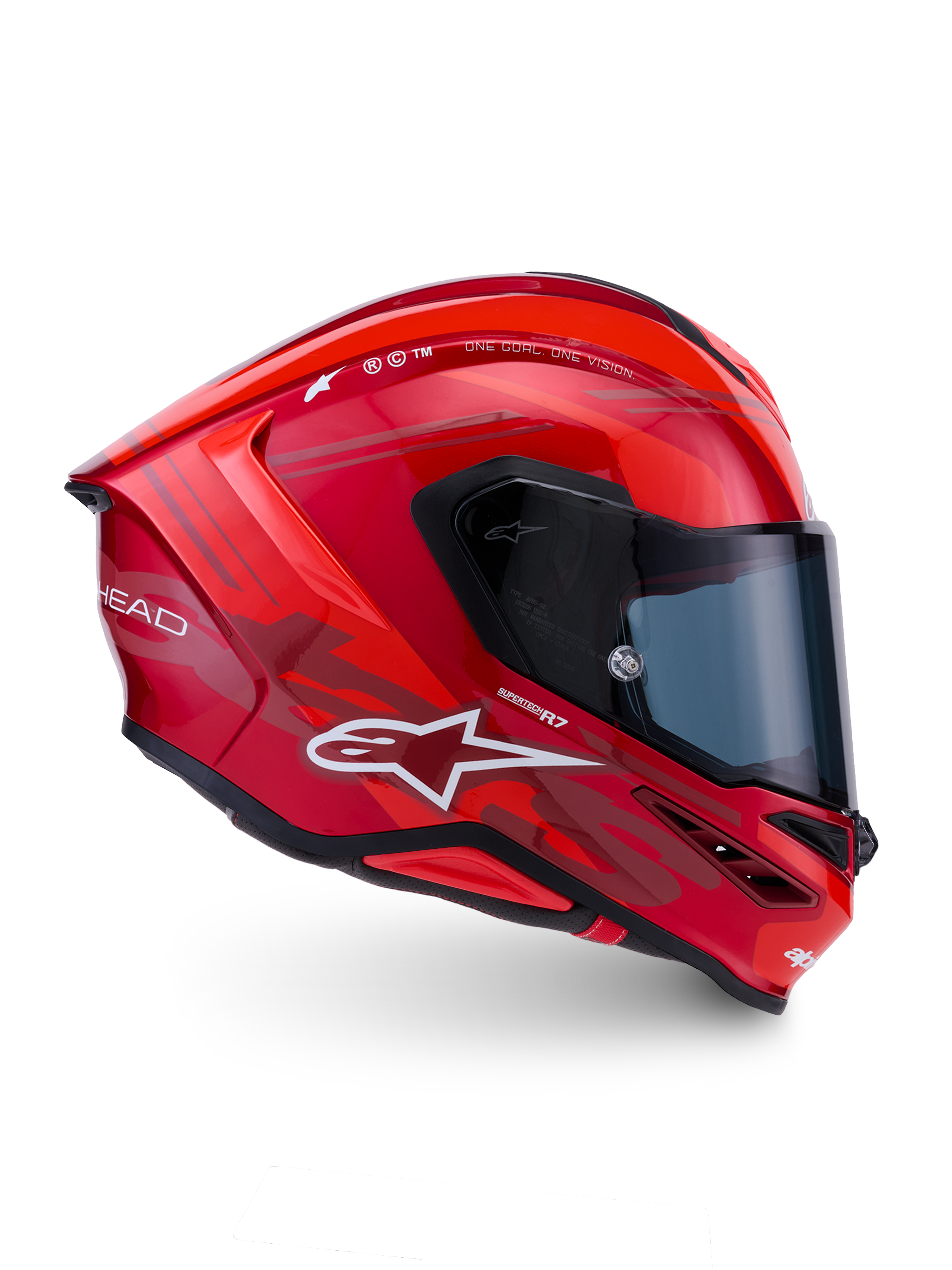 Alpinestars S-R7 A-Core Helmet, full face motorcycle racing helmet, ECE 22.06 certified, Red and White glossy finish with carbon construction details