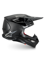 Alpinestars Supertech M10 Fame hjälm, svart matt motocrosshjälm i kolfiber, ECE 22.06-certifierad, professionellt skydd för racing och terrängkörning.