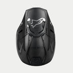Alpinestars Supertech M10 Fame ECE 22.06 Helmet, Motocross Helmet, Black Carbon Matte and Glossy, top-down view highlighting the carbon fiber weave, aerodynamic visor with silver Alpinestars logo, and multiple ventilation ports for off-road racing.