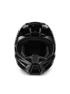 Alpinestars S-M3 Solid Helmet ECE 22.06, Motocross Helmet, Black Glossy, front view showing intake ventilation ports, sleek aerodynamic shell with glossy finish, featuring Alpinestars logo and 'One Goal. One Vision.' branding