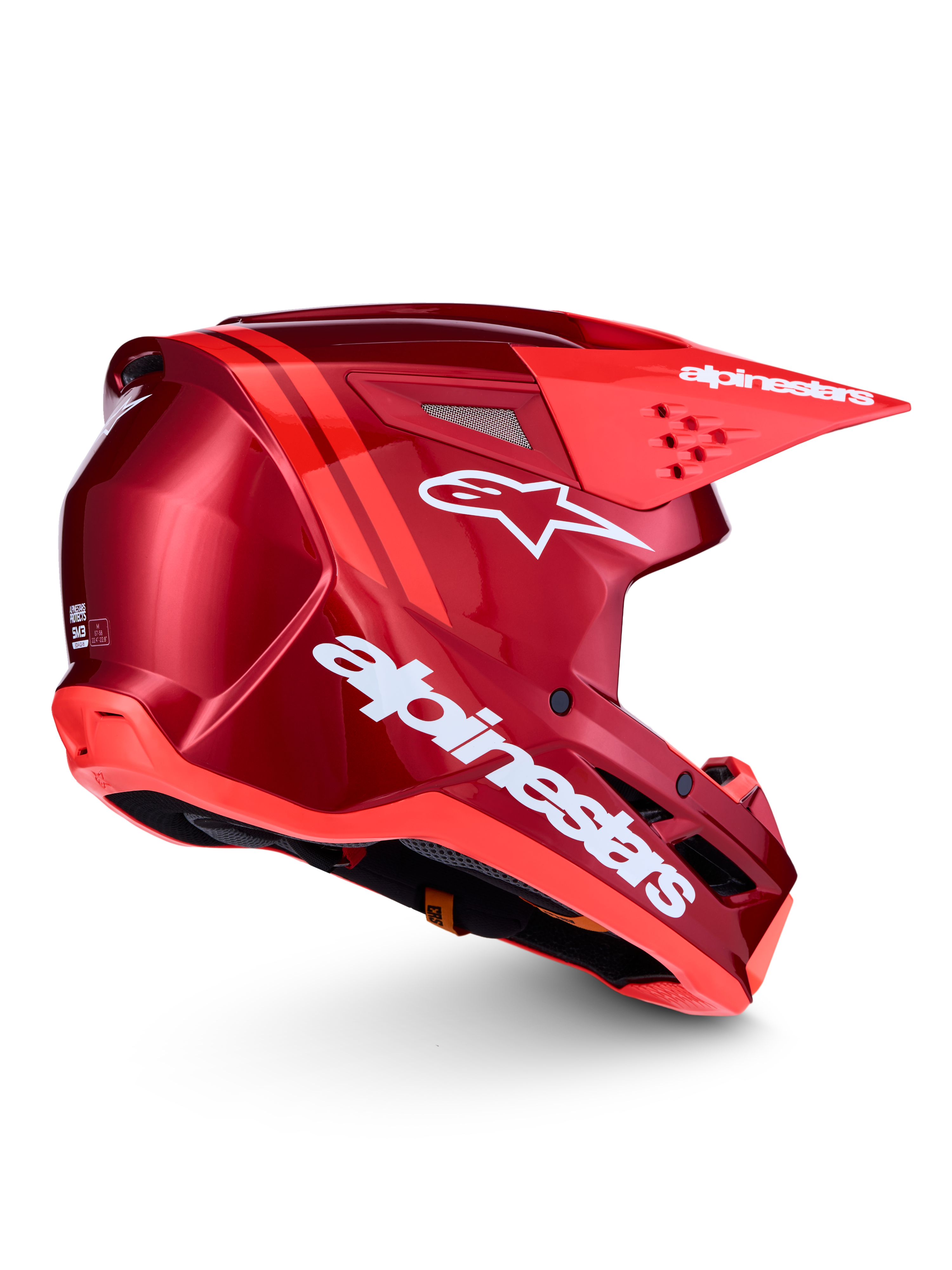 Alpinestars SM3 Radium hjälm ECE06, röd och vit motocrosshjälm för terrängkörning, termoinjicerat skal, ECE 22.06-certifierad