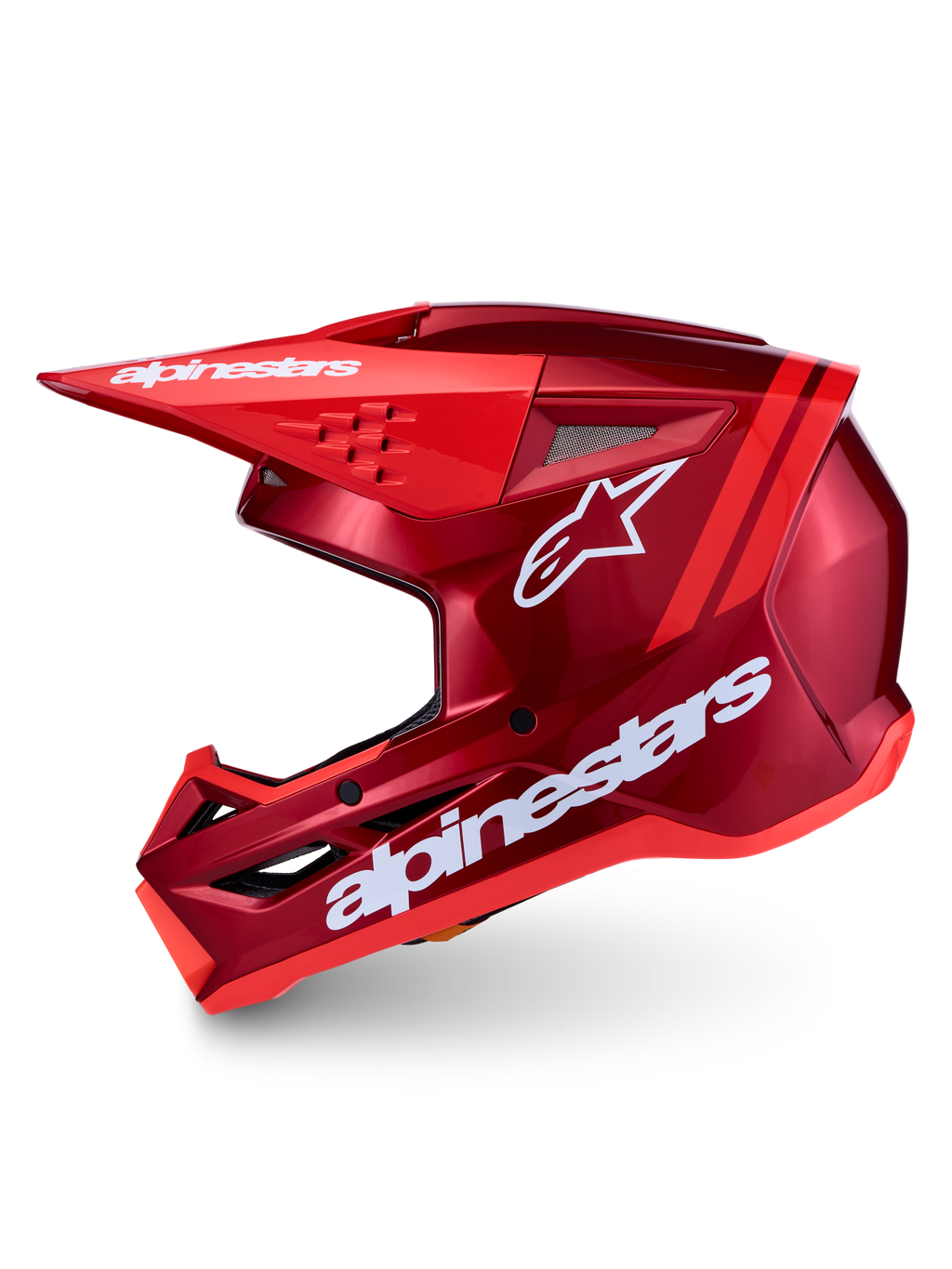Alpinestars SM3 Radium hjälm ECE06, röd och vit motocrosshjälm för terrängkörning, unisex, ECE 22.06-certifierad, glansig finish med vit logotyp