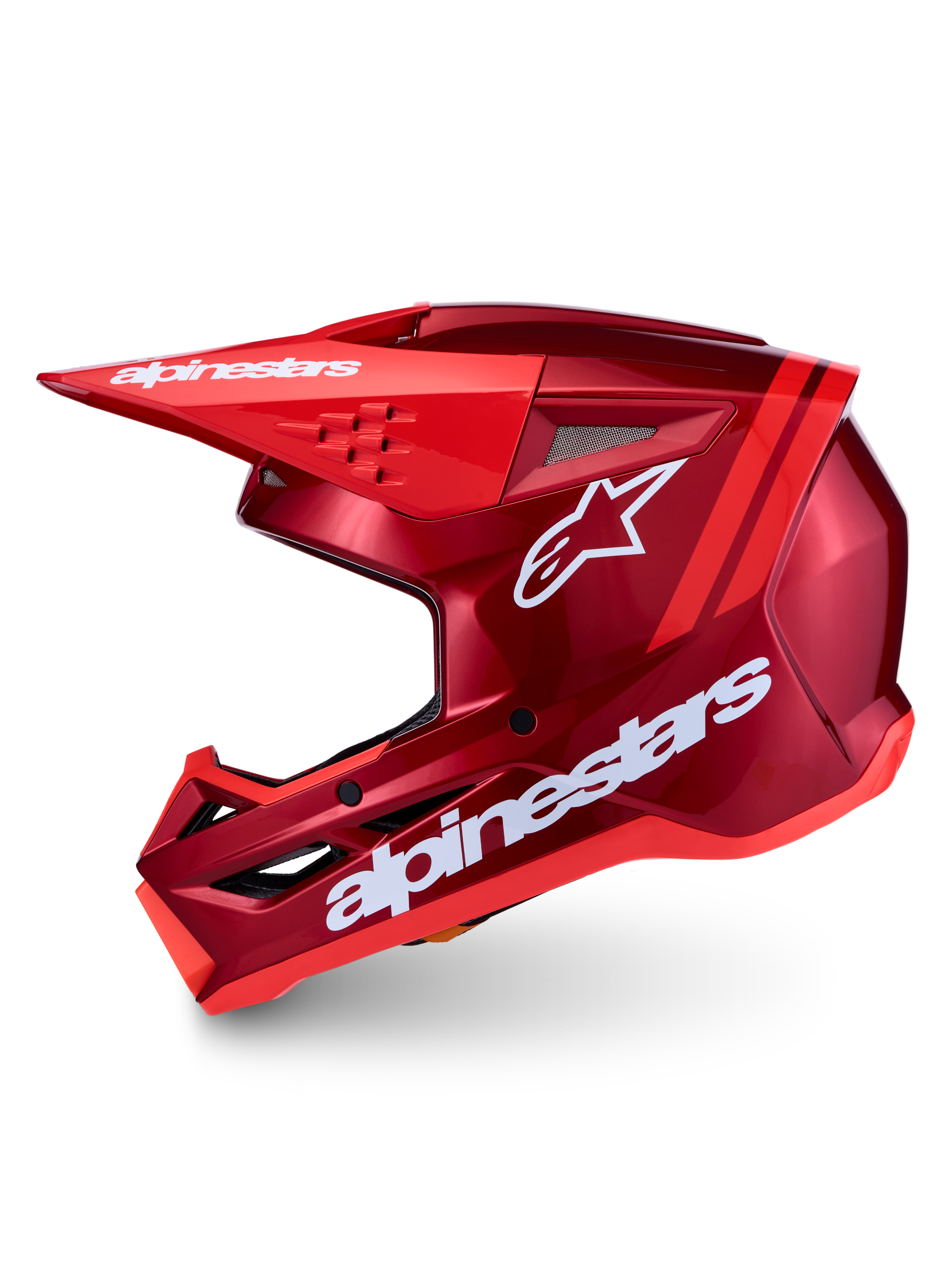 Alpinestars SM3 Radium hjälm ECE06, röd och vit motocrosshjälm för terrängkörning, unisex, ECE 22.06-certifierad, glansig finish med vit logotyp