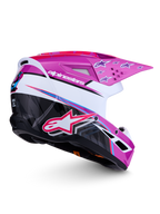 Alpinestars SM3 Falcon hjälm ECE06, motocrosshjälm för terrängkörning, lila och vit med svarta accenter, glansig finish, CE-certifierad
