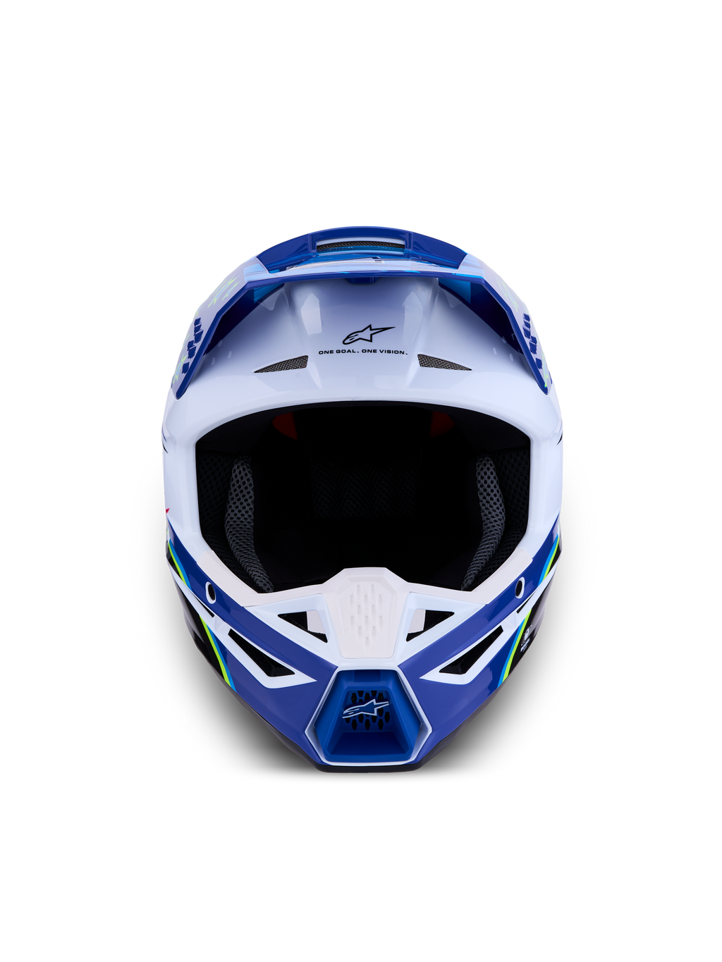 Alpinestars SM3 Falcon hjälm ECE06, blå och vit motocrosshjälm, ECE 2206-certifierat skydd för terrängkörning.