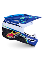 Alpinestars SM3 Falcon hjälm ECE06, blå och vit motocrosshjälm med stjärngrafik och avancerad ventilation