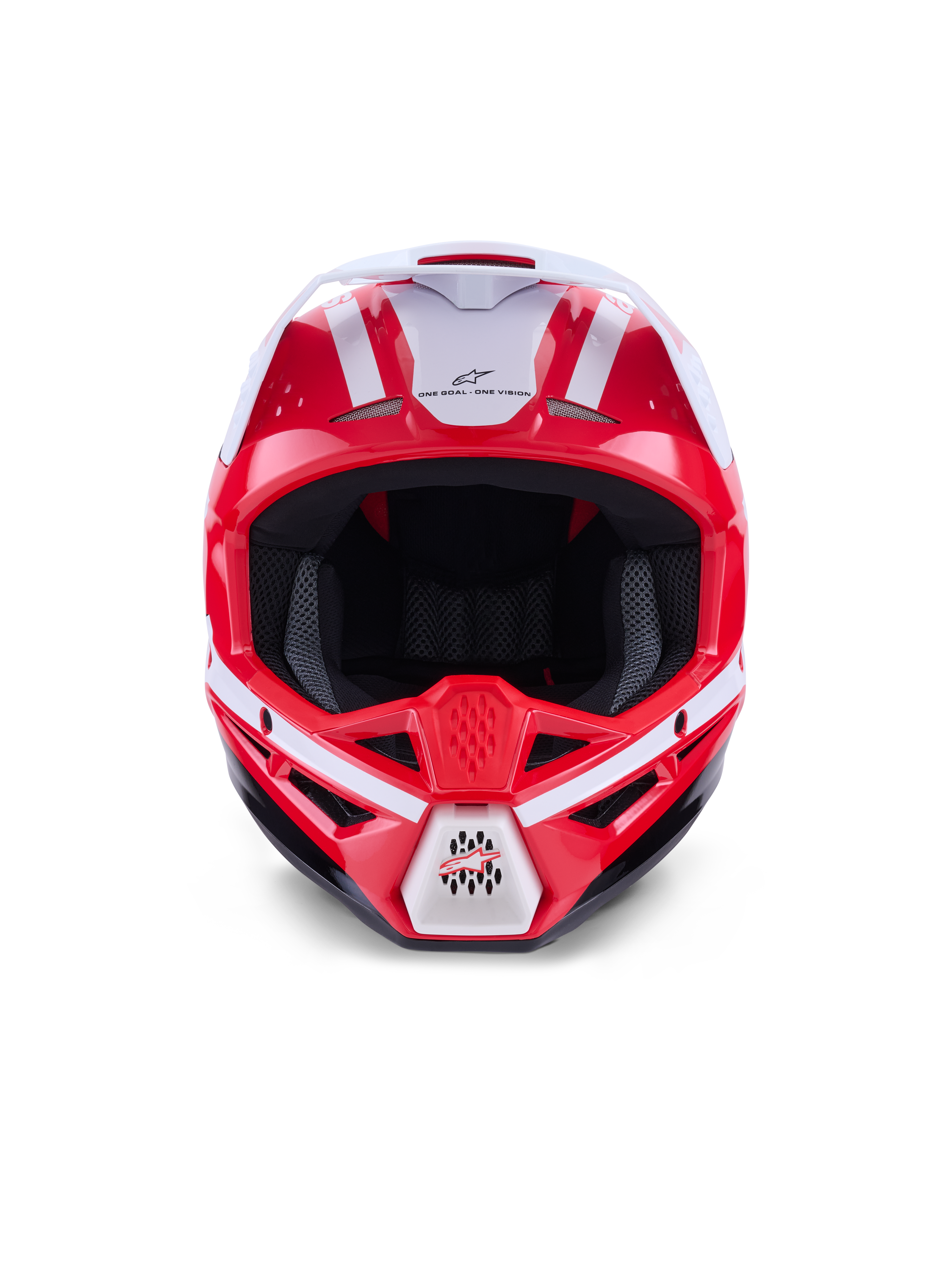 Alpinestars S-M3 Heat Helmet, Motocross Off-road Helmet, Red, White and Black, ECE 22.06 certified, detailed front view.