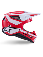 Alpinestars S-M3 Heat Helmet, glossy Red, White, and Black motocross helmet with ECE 22.06 certified off-road protection.
