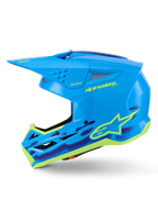 Alpinestars S-M3 Force OCD hjälm, motocrosshjälm, cyan glansig med grafiska accenter, strömlinjeformat skal, skyddande visir och högflödesventilation för terrängkörning