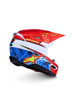 Alpinestars SM3 Falcon ungdom hjälm ECE06, röd och blå motocrosshjälm med gula stjärngrafiker, ECE 2206-certifierad, lätt konstruktion för enduro och terrängkörning