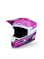 Alpinestars SM3 Falcon ungdomshjälm för motocross, lila och vit med rosa detaljer, ECE 22.06-certifierad, tekniskt avancerat skydd för unga förare.