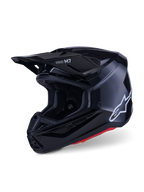 Alpinestars S-M7 Solid hjälm, motocrosshjälm, blanksvart, med en vit Alpinestars-logotyp på sidan, aerodynamiskt visir och flera luftintagsventiler för skydd vid terrängracing