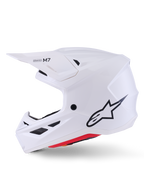 Alpinestars S-M7 Solid Helmet ECE 22.06, White Glossy, professional off-road motocross helmet, lightweight composite shell, aerodynamic profile with integrated ventilation and adjustable visor