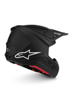 Alpinestars S-M7 Solid hjälm ECE06, mattsvart motocrosshjälm för terrängkörning med vit stjärnlogo och aerodynamisk profil.