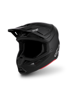 Alpinestars S-M7 Solid hjälm ECE06, mattsvart motocrosshjälm med aerodynamiskt skal, röda detaljer och ECE 22.06-certifiering.