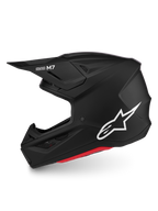 Alpinestars S-M7 Solid hjälm, matt svart motocrosshjälm med vit logotyp och aerodynamiskt skal, ECE 22.06-certifierad