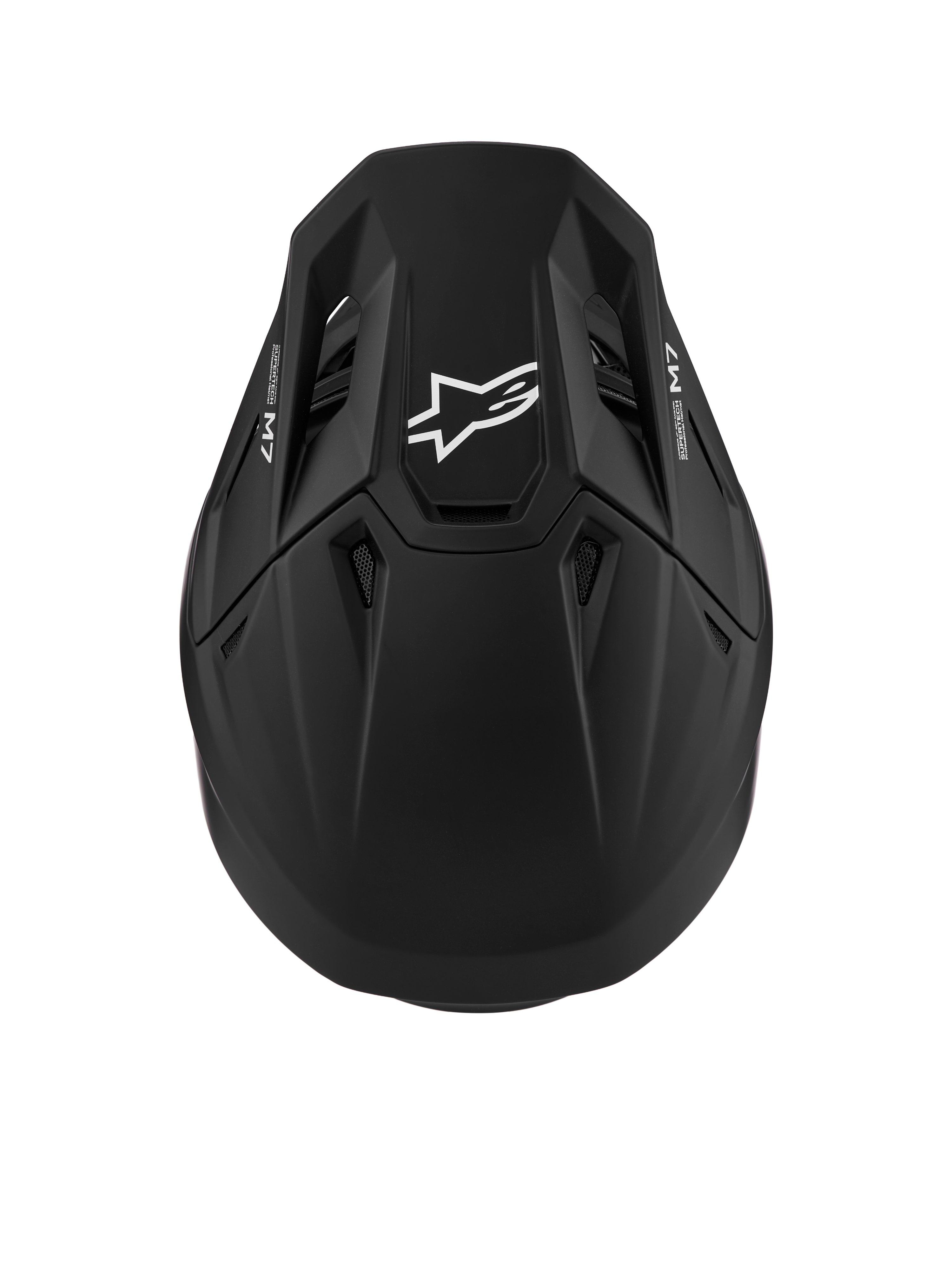 Alpinestars S-M7 Solid hjälm ECE06, aerodynamisk motocrosshjälm i mattsvart med vit logotyp, ECE 22.06-certifierad för terrängkörning