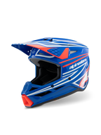 Alpinestars S-M3 Youth Wurx hjälm, motocrosshjälm, glansig blå med röd och vit grafik, skarp aerodynamisk design med ett framträdande visir och flera ventilationsöppningar, designad för ungdomar för offroad och MX-racing
