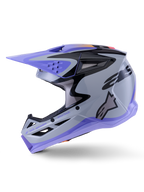 Alpinestars S-M3 Jettson hjälm, motocrosshjälm, grå, lila och svart högblank, sidoprofil med snygg grafik och justerbart visir, flera ventilationsöppningar och Alpinestars-logotyp, högpresterande skydd för terrängkörning