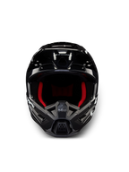 Alpinestars S-M5 Corp hjälm, mörkgrå glansig motocrosshjälm med rött innerfoder, ECE 22.06-certifierad.