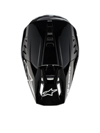 Alpinestars S-M5 Corp motocrosshjälm, mörkgrå glansig, ECE 22.06-certifierad, vy ovifrån som visar ventilation.