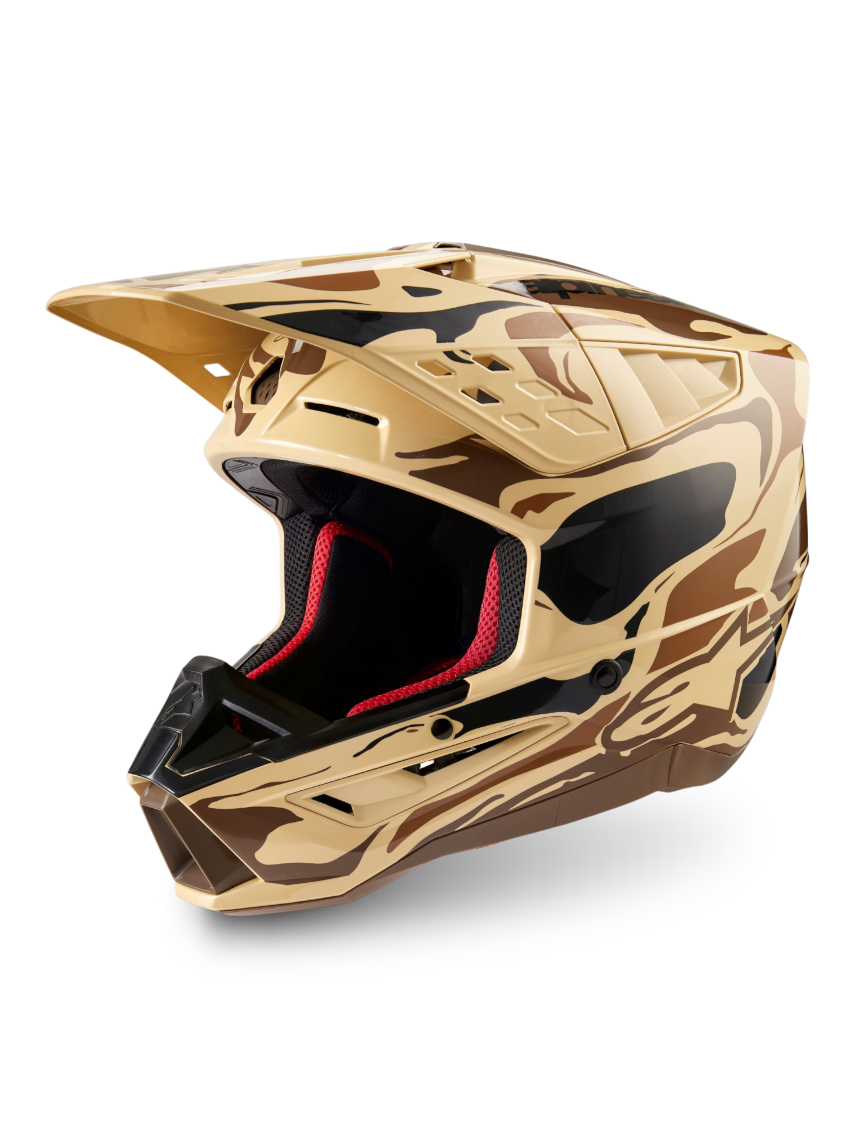 Alpinestars S-M5 Mineral Motocross Helmet, Dark Brown Kangaroo Matt camo, ECE 22.06 certified, advanced off-road protection.