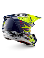 Alpinestars S-M5 Rash hjälm, motocrosshjälm för terrängkörning, nattmarin och gul fluo, glänsande finish, ECE 22.06-certifierat skydd.