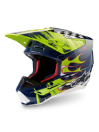 Alpinestars S-M5 Rash hjälm ECE 22.06, glänsande motocrosshjälm i nattmarin och gul fluo med avancerat skydd.