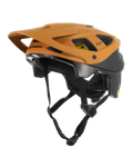 Alpinestars Vector Tech Zeal Helmet, MTB Mountain Biking Helmet, Orange and Black with yellow Mips logo, featuring a large front visor, multiple ventilation ports, and an adjustable chin strap, designed for off-road trail protection