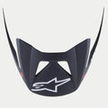 Alpinestars Visor Vector Tech A1, reservvisir för MTB-hjälm, matt svart och ljusgrå finish, framträdande vit Astars-logotyp på framsidan, kantig snap-on-design med ventilationsöppningar