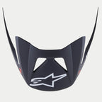 Alpinestars Visor Vector Tech A1, reservvisir för MTB-hjälm, matt svart och ljusgrå finish, framträdande vit Astars-logotyp på framsidan, kantig snap-on-design med ventilationsöppningar